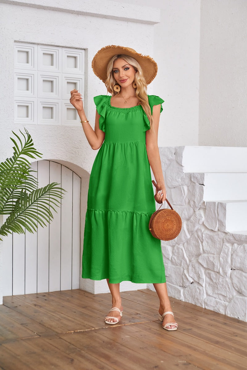 Maxi dress for women with ruffle details Lune London