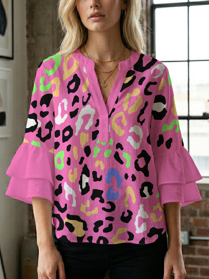 Women Elegant Top with Voluminous Puff Sleeves and Floral Print Lune London