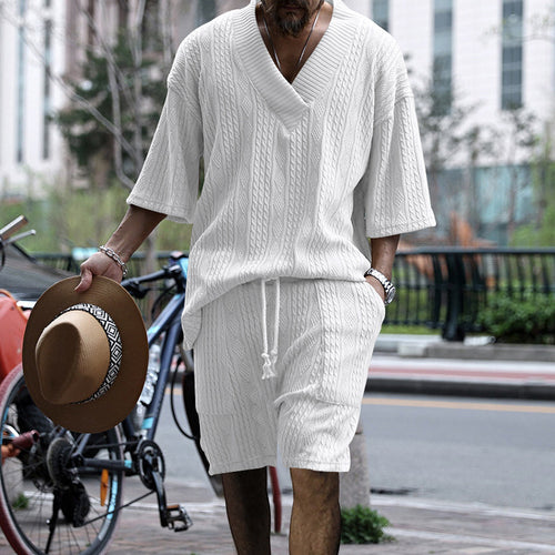 Men's casual knit set with V-neck and loose fit Lune London