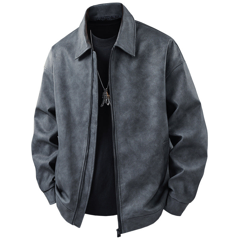 Sporty synthetic leather jacket for men with elastic waist Lune London