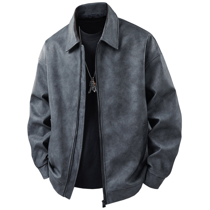 Sporty synthetic leather jacket for men with elastic waist Lune London