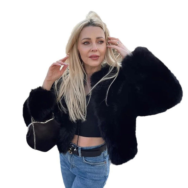 Ladies Cozy Elegant Faux Fur Crop Jacket Lune London
