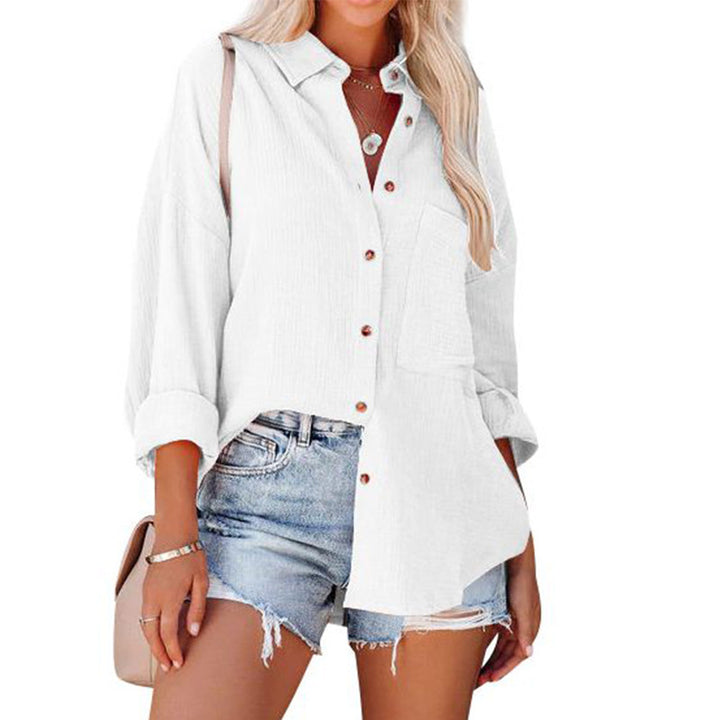 Chiffon blouse for women with wide sleeves and a practical chest pocket Lune London