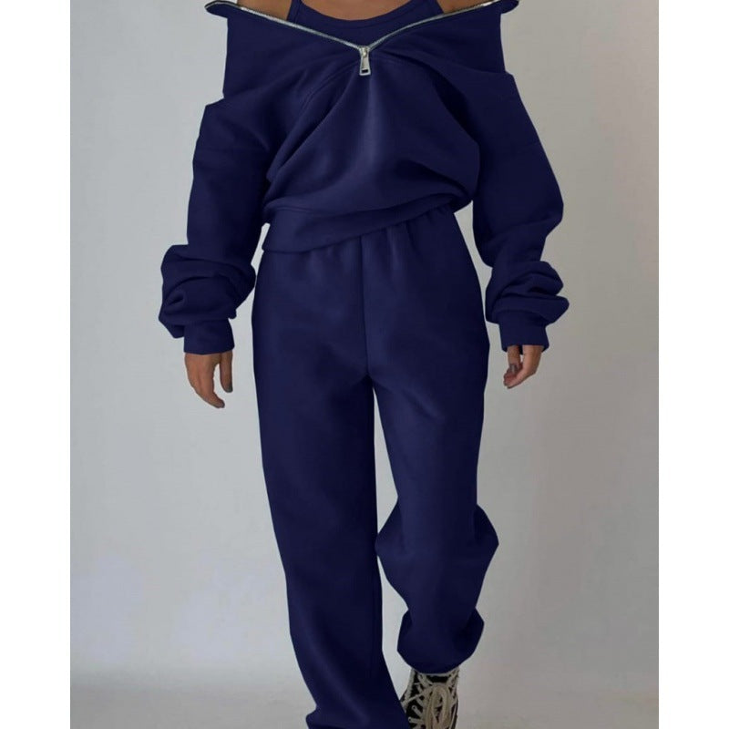 Casual zippered pullover for women with high collar Lune London