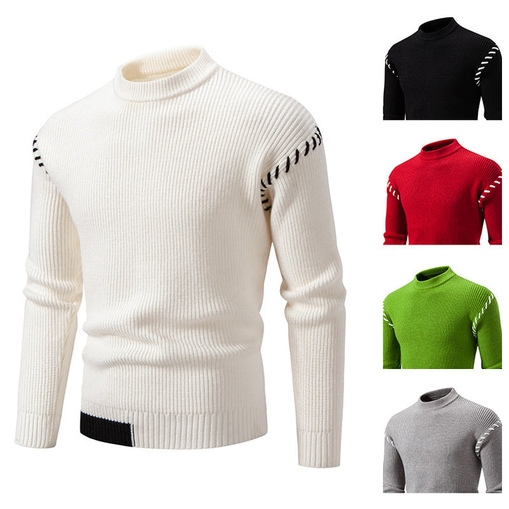 Trendy knitted sweater for men with a high collar and unique cable design Lune London