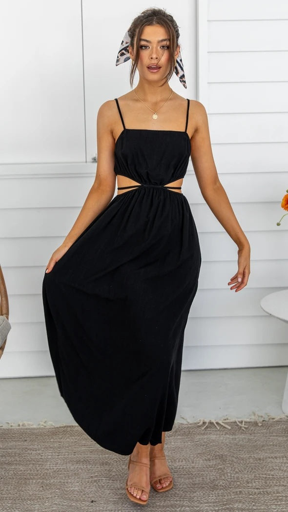 Ladies Elegant Maxi Dress with Chic Cutouts and Style