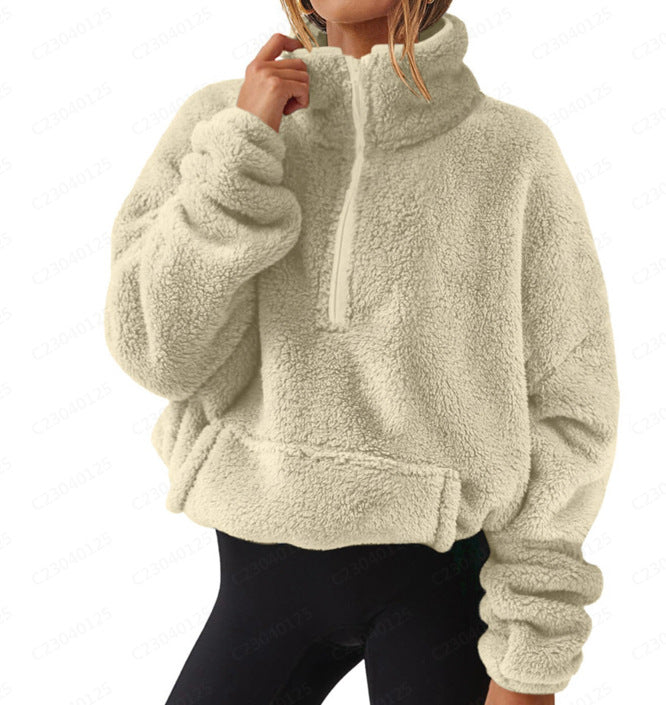 Ladies casual fleece pullover with high collar Lune London
