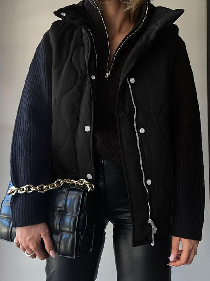 Quilted vest for women with high collar and practical pockets Lune London