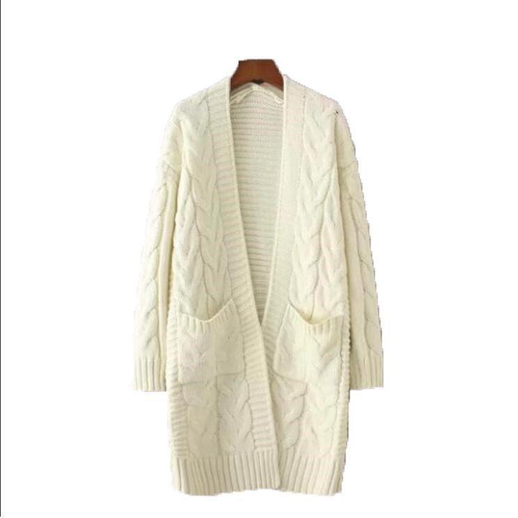 Women’S Cardigan with Chunky Cable Pattern and Pockets Lune London
