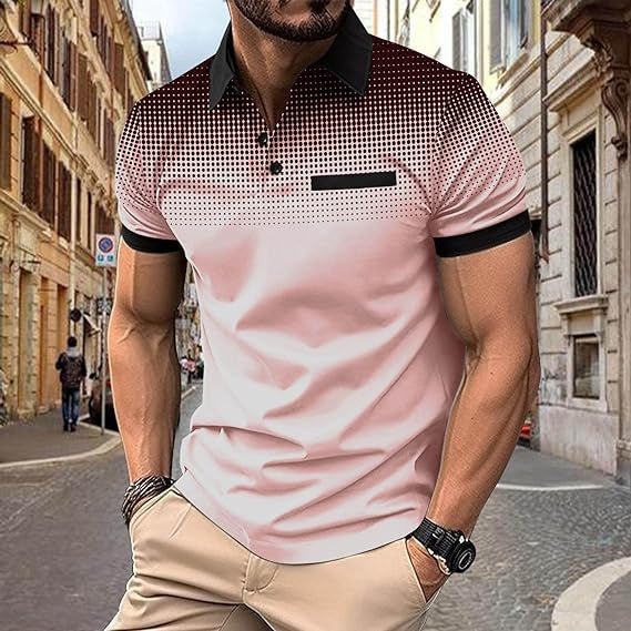 Short-sleeve polo shirt for men with gradient pattern Lune London