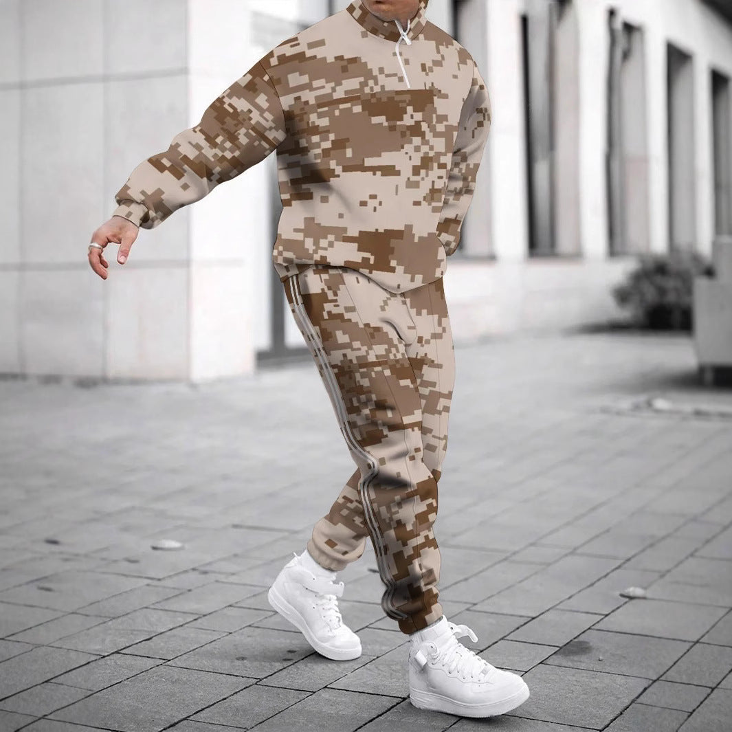 Trendy sports outfit for men in chic camouflage design