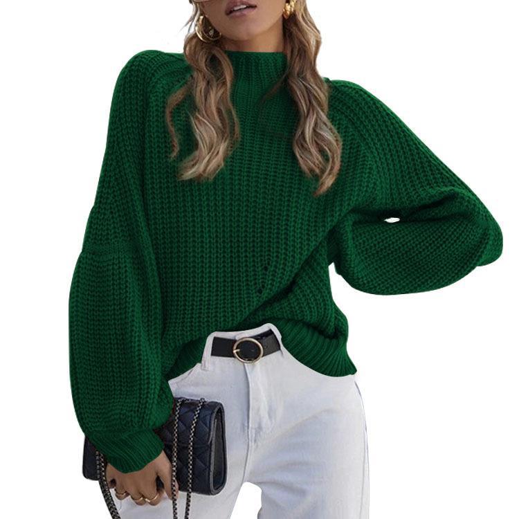 Chunky knit sweater for women with high collar and loose fit Lune London