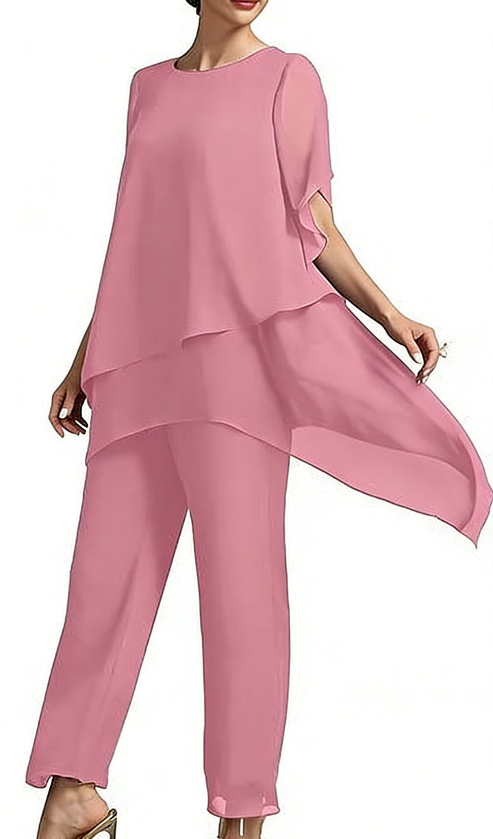 Women Elegant Two-Piece Set with Airy Sleeves and Asymmetrical Hem Lune London