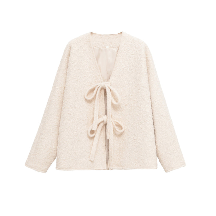 Ladies soft teddy jacket with adjustable drawstring Lune London