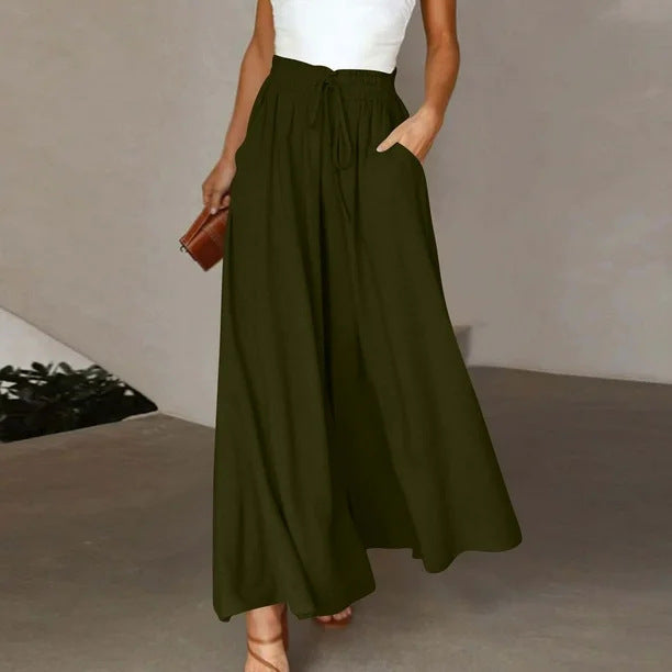 Pantalons Palazzo larges pour femmes avec taille élastique et poches latérales pratiques Chic & Stil
