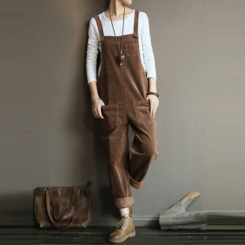 Women's Corduroy Overalls Wide