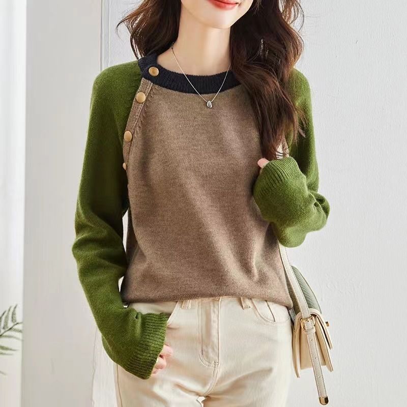 Pull en tricot confortable pour femmes avec de gros boutons Chic & Stil