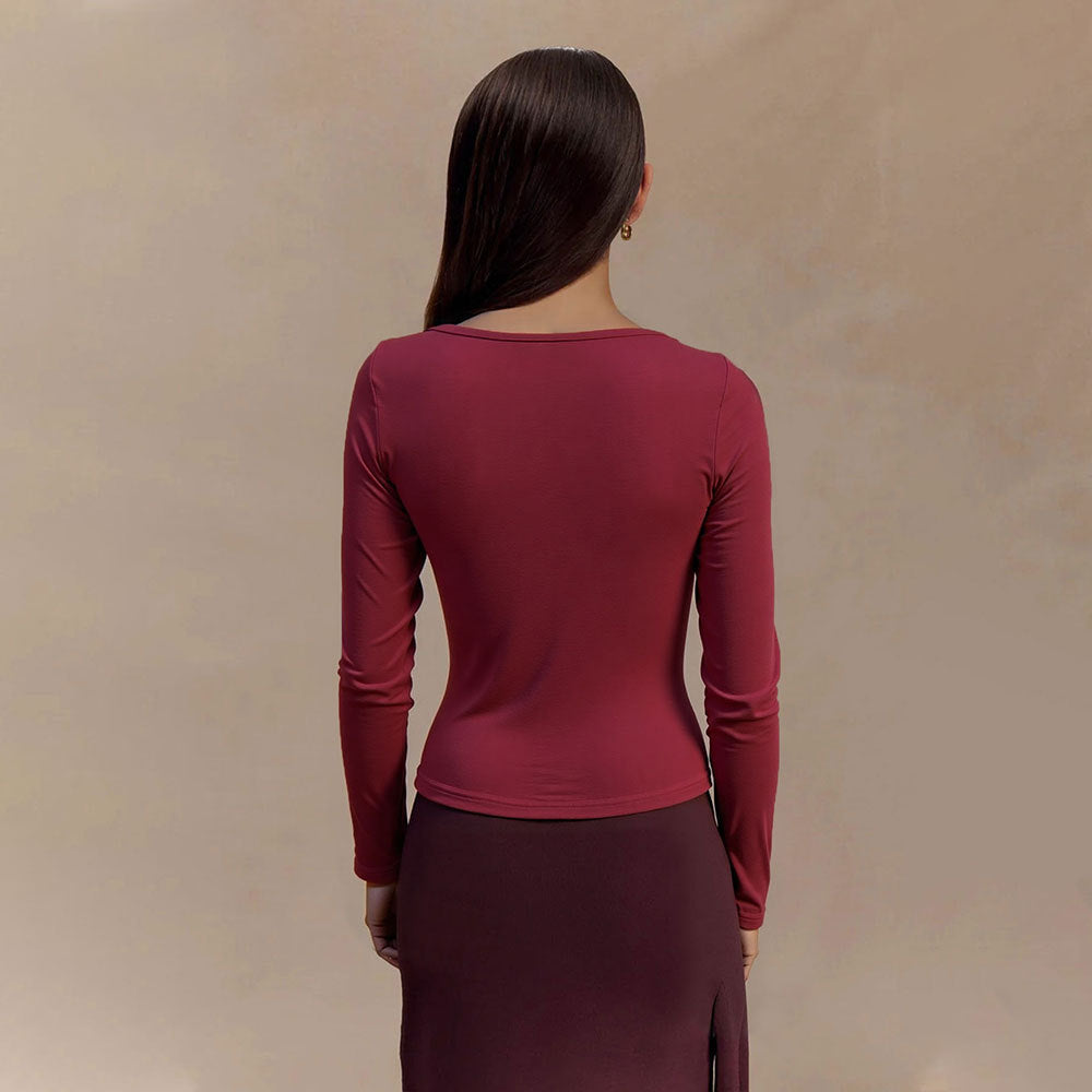 Haut femme avec détail de nœud raffiné et élégant décolleté en V Chic & Stil