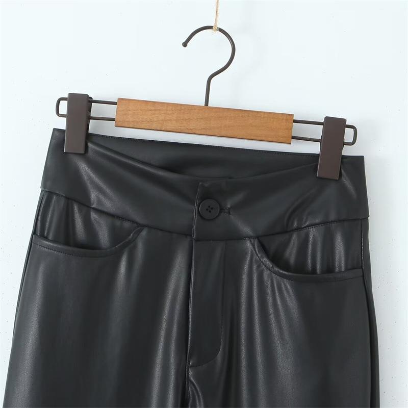 Faux leather pants for women with an elegant cut and charming details Lune London