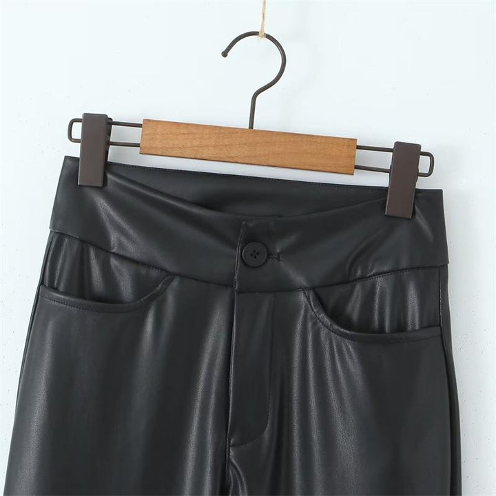 Faux leather pants for women with an elegant cut and charming details Lune London