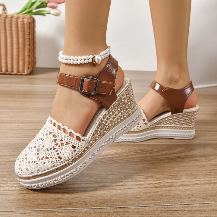 Ladies Chic Woven Lace Wedge Sandals
