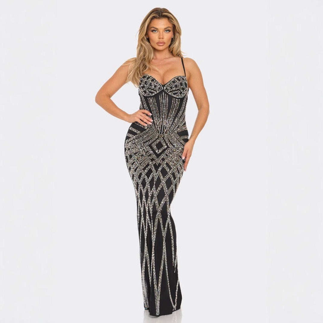 Glamorous women with embellished rhinestones evening gala Lune London
