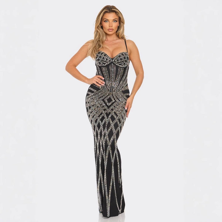 Glamorous women with embellished rhinestones evening gala Lune London