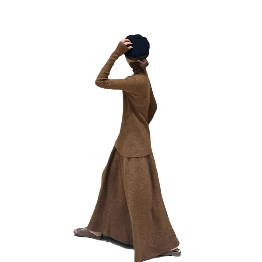 Robe en tricot pour femme avec un design à côtes luxueux et coupe longue Chic & Stil