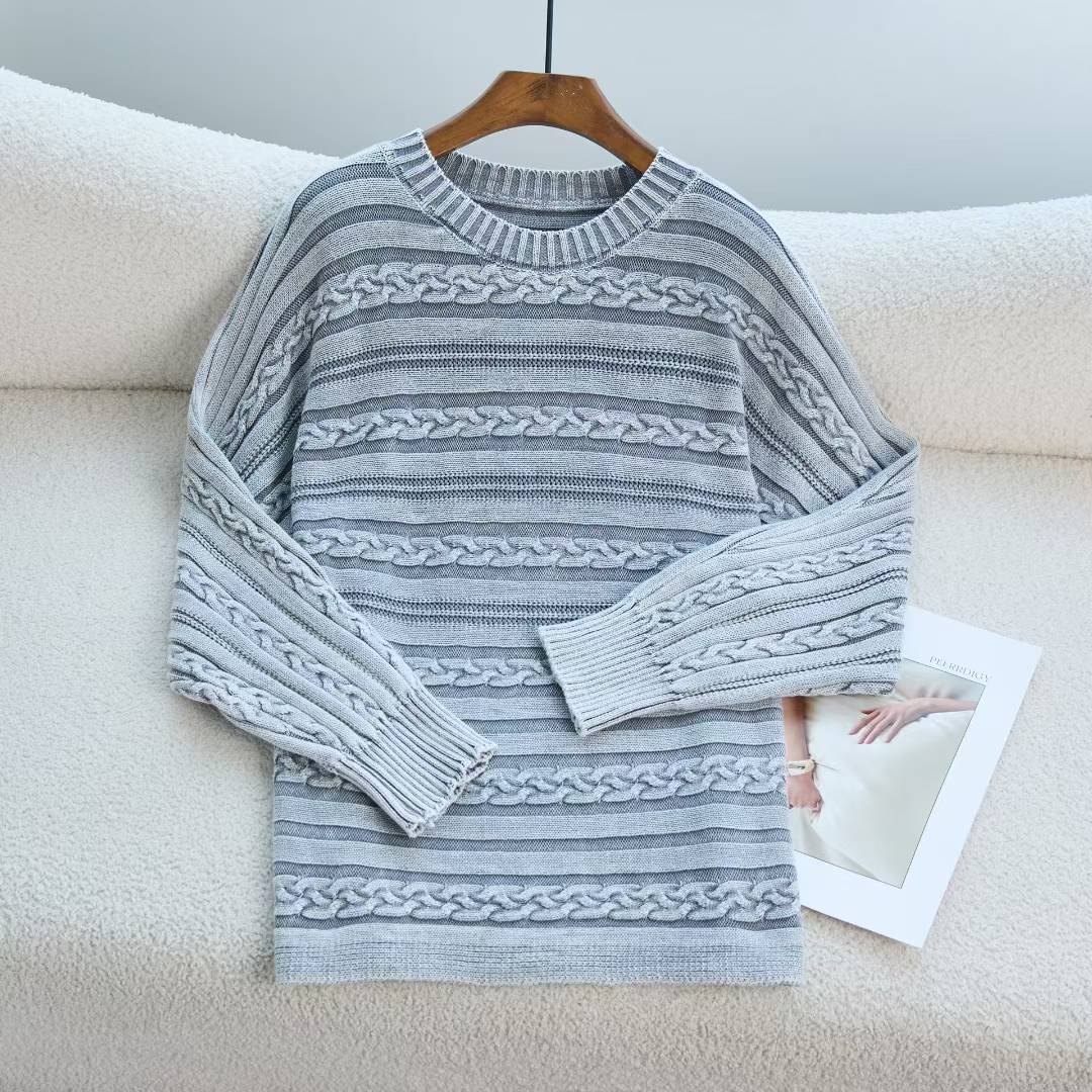 Pull en maille épaisse pour femmes avec un motif en relief à la mode et une coupe décontractée Chic & Stil