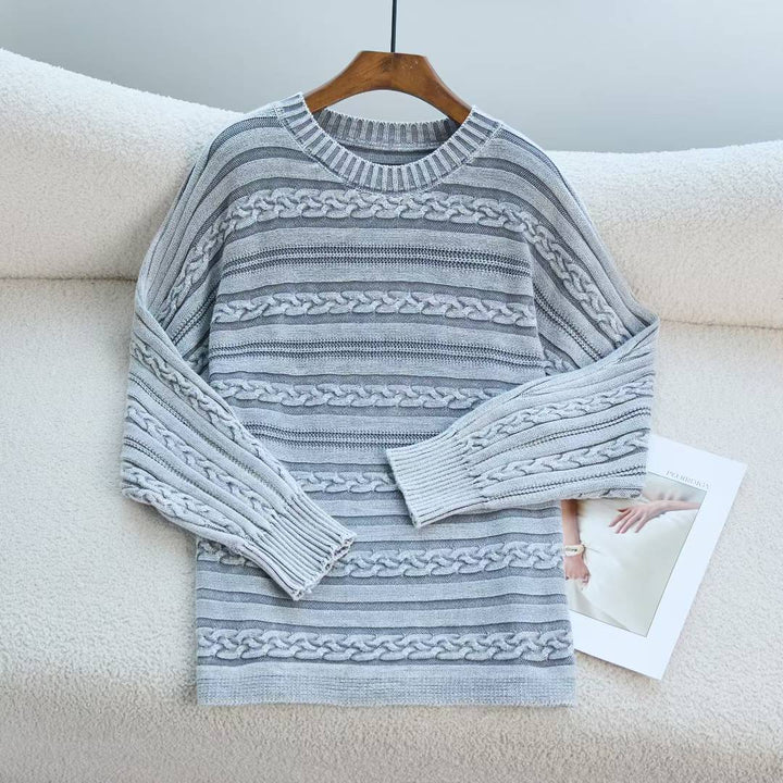 Pull en maille épaisse pour femmes avec un motif en relief à la mode et une coupe décontractée Chic & Stil