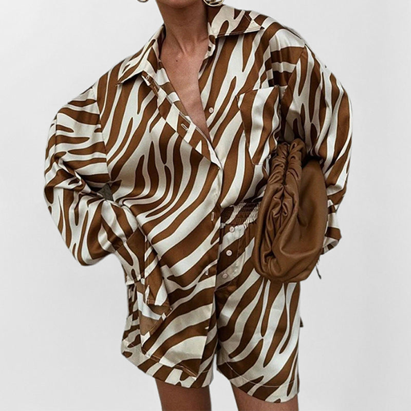 Chemise Oversize Femme avec Imprimé Zèbre et Manches Courtes Chic & Stil