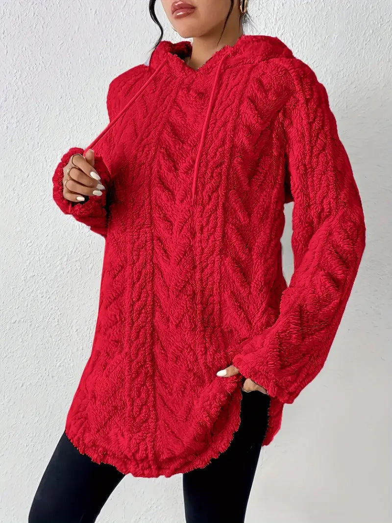 Veste à capuche en polaire confortable pour femme avec design en rib texturé Chic & Stil
