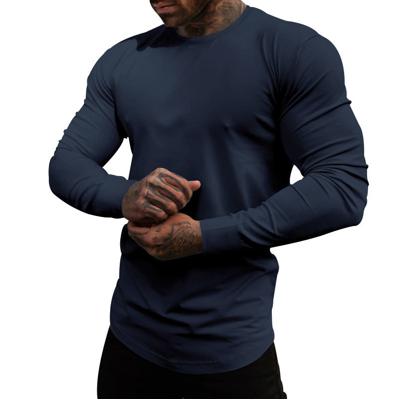 Men's Long Sleeve Shirt Made Of Soft Elastic Cotton Blend with Crew Neck Lune London