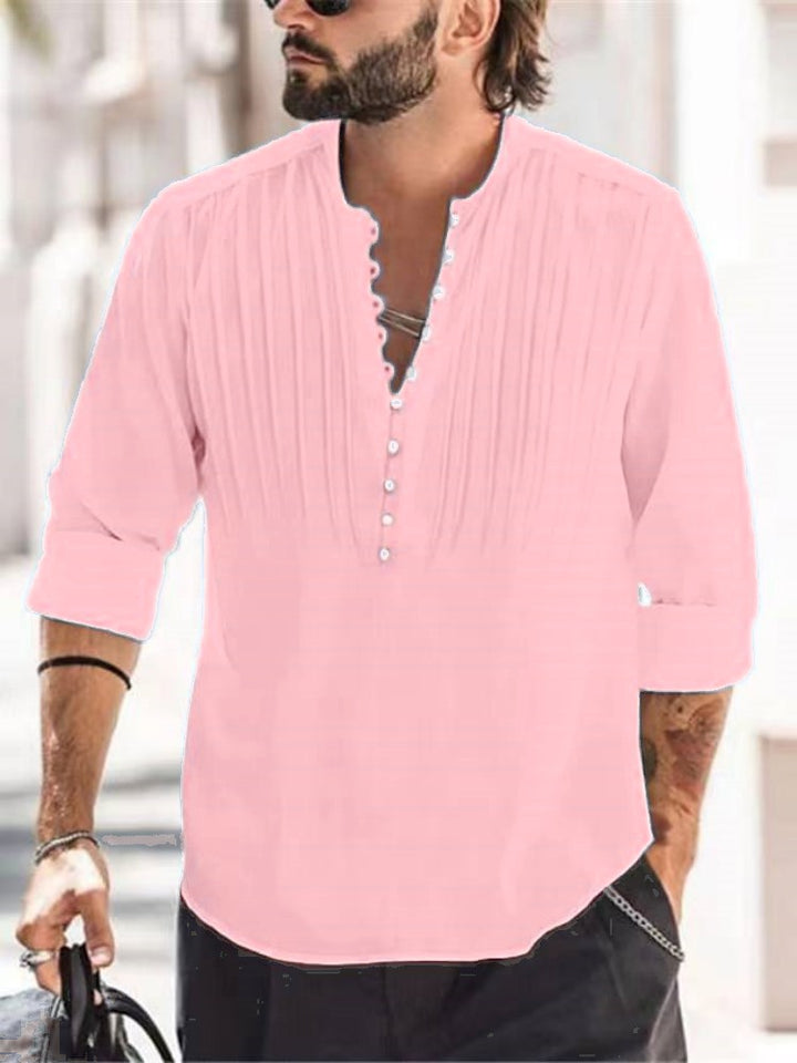 Man Elegant Buttoned Pleated Shirt Lune London