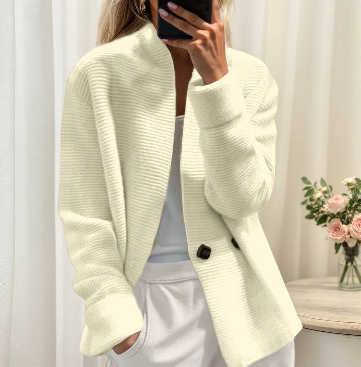 Women's cardigan with a high collar and elegant button closure Lune London