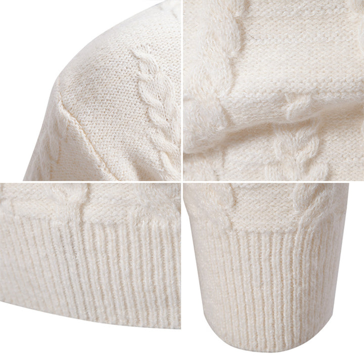 Slim knit pullover for men with cable pattern and high collar Lune London