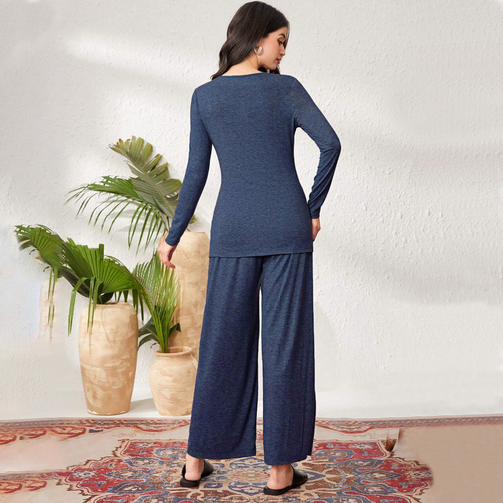 Costume de détente confortable pour femmes avec veste à manches longues et pantalon large Chic & Stil