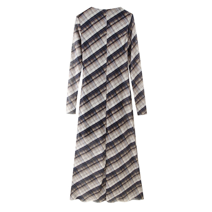 Maxi dress for women with a modern check pattern and an elegant cut Lune London