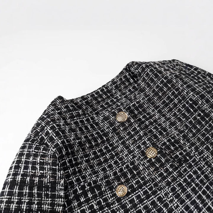 Veste en tweed pour femmes avec boutons dorés Chic & Stil