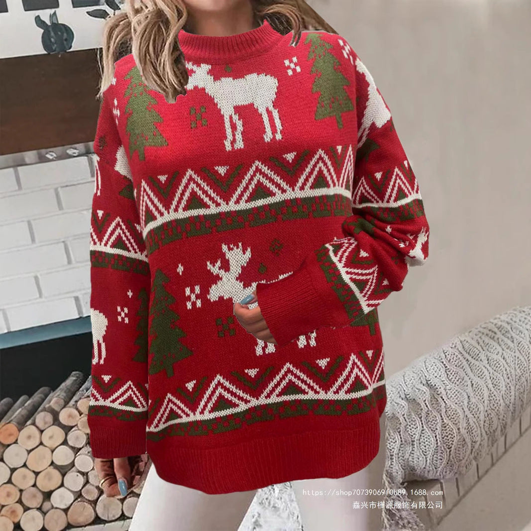 Comfortable Christmas sweater for ladies with festive pattern and high cut Lune London