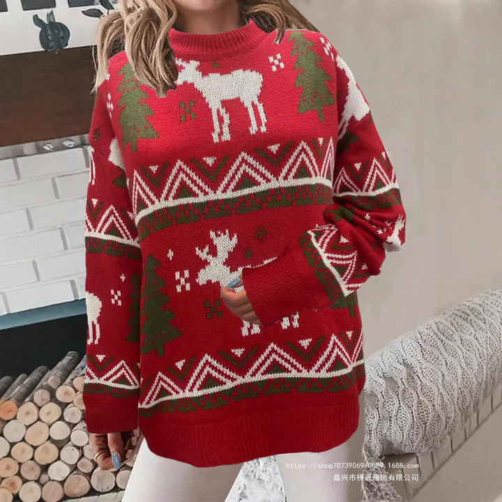 Comfortable Christmas sweater for ladies with festive pattern and high cut Lune London