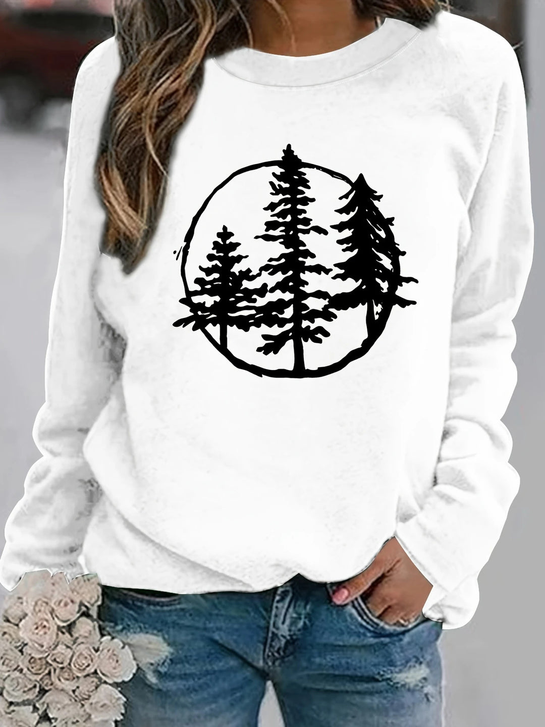 Sweatshirt femme avec motif nature cool et coupe décontractée Chic & Stil