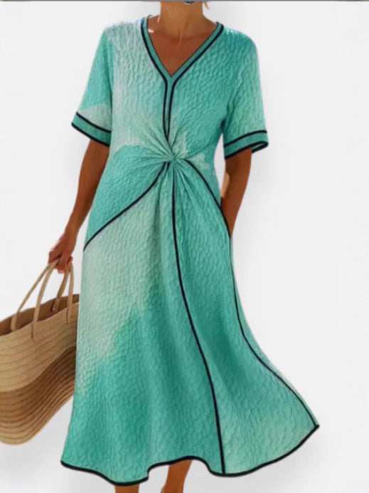 Airy wrap dress for women with side knot and V-neck Lune London