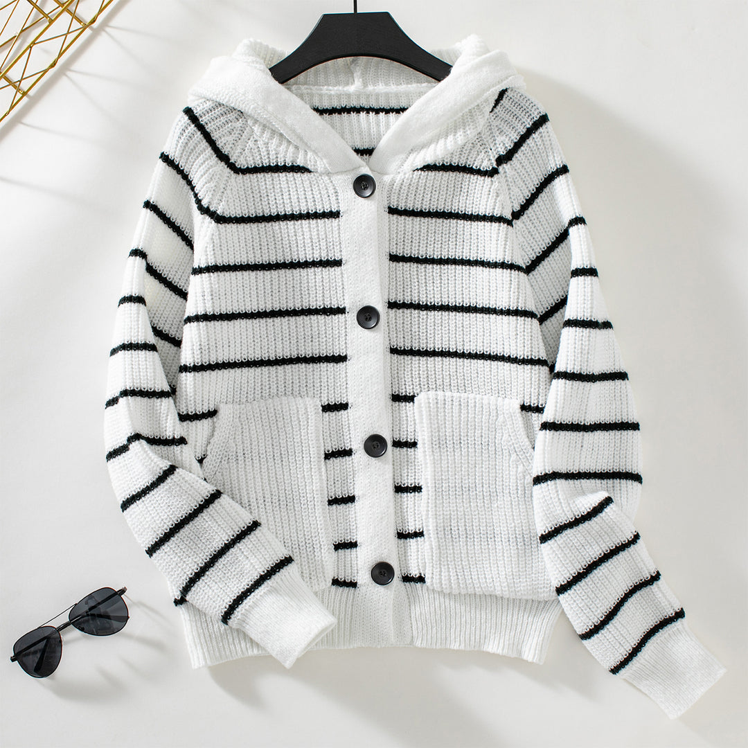 Striped jacket for women with hood and pockets Lune London