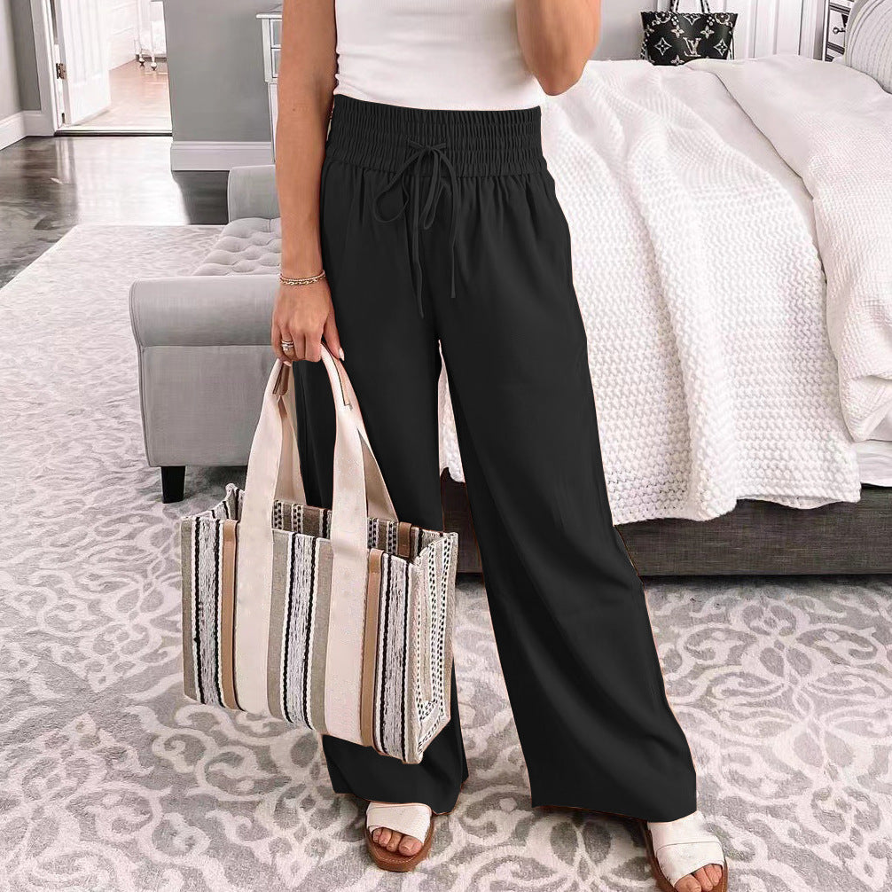 Loose-fit leisure pants for women with elastic waist and adjustable drawstring Lune London