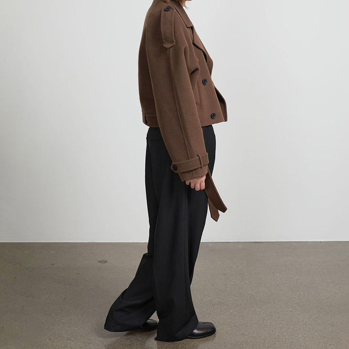 Short trench coat for women with adjustable belt and double-breasted design Lune London