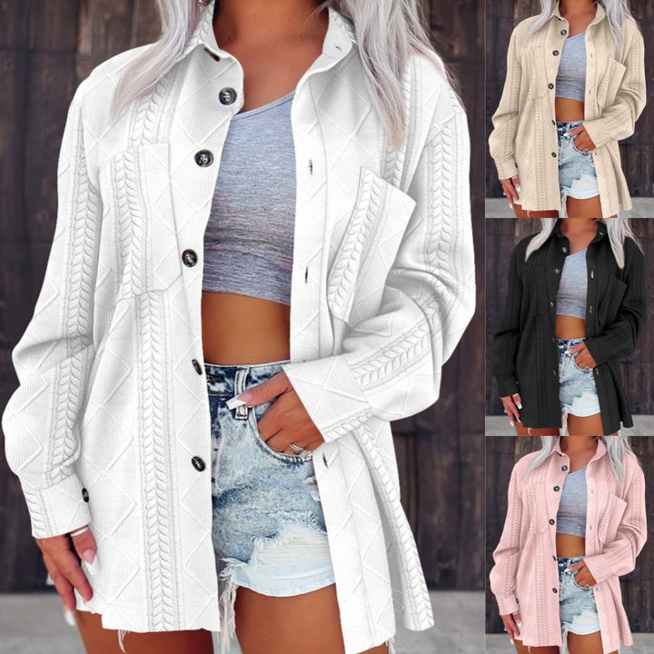 Oversized shirt jacket for women with textured design Lune London