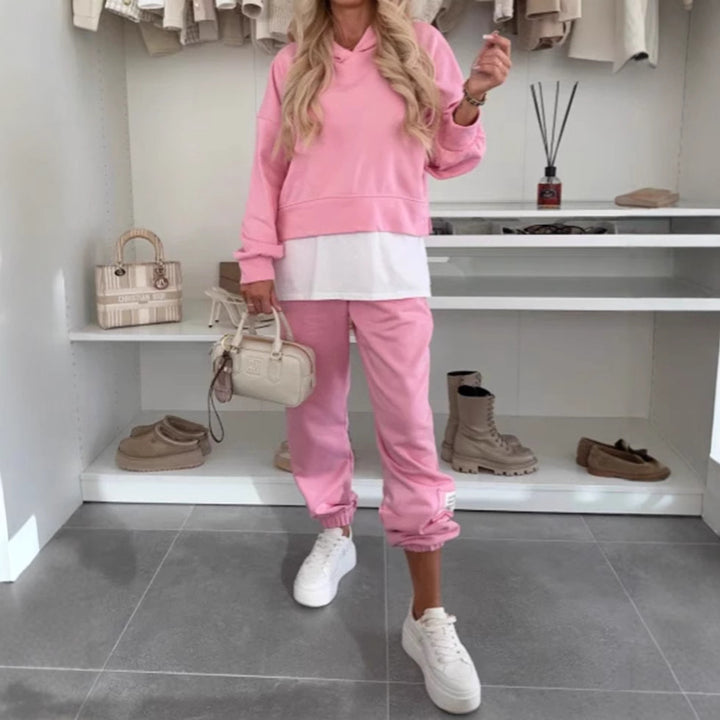 Ensemble de hoodie décontracté pour femme avec taille élastique et manches volumineuses Chic & Stil
