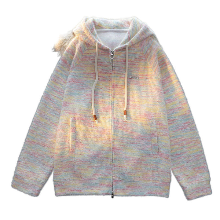 Ladies zip hoodie with slightly structured boucle pattern and practical pockets Lune London