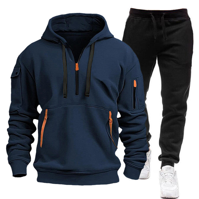 Sporty hoodie for men with zip and practical pockets Lune London